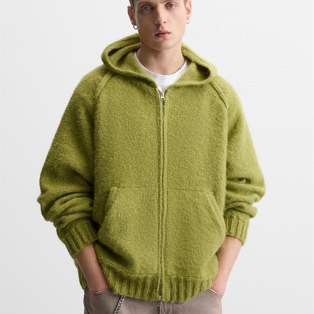 Zara HOODED KNIT CARDIGAN Size S/M